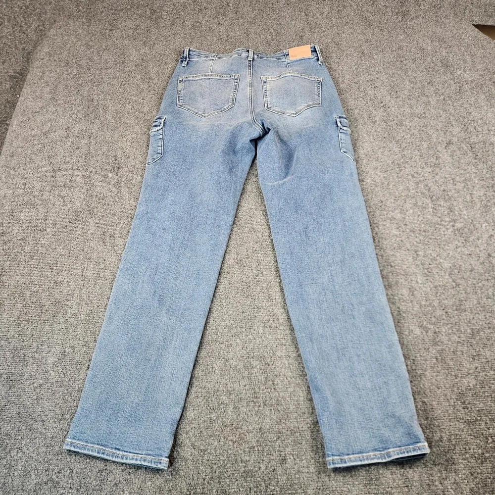 Paige Drew Cargo Pockets Straight Leg Jeans Light Wash Blue Size 27 WB068